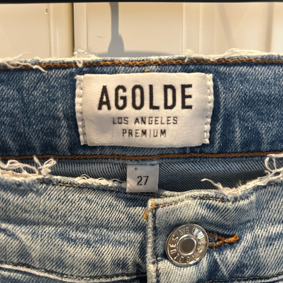 AGOLDE Sz 27 Destroyed High Rise Skinny Light  Wash Jeans - Picture 3 of 5